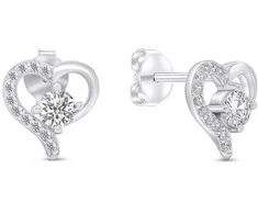 Brilio Silver Sidabrinis jewelry set Hearts with zircons SET219W (pendant, earrings)