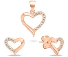 Brilio Silver Gold-plated jewelry set Hearts with zircons SET270R (pendant, earrings)