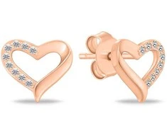 Brilio Silver Gold-plated jewelry set Hearts with zircons SET270R (pendant, earrings)