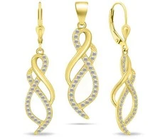 Brilio Silver Brilio Sidabrinis Sparkling auksinis-plated jewelry set with zircons SET222Y (pendant, earrings)