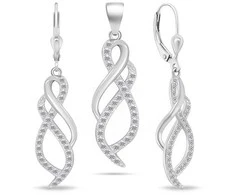 Brilio Silver Brilio Sidabrinis Sparkling sidabrinis jewelry set with zircons SET222W (pendant, earrings)