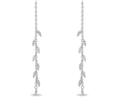 Brilio Silver Sidabrinis chain earrings Leaves with zircons EA1263W