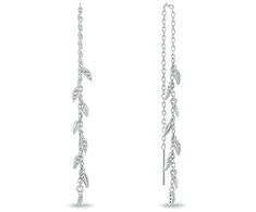 Brilio Silver Sidabrinis chain earrings Leaves with zircons EA1263W