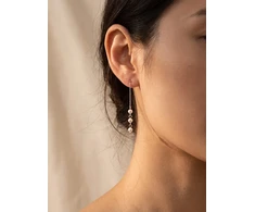 Brilio Silver Sidabrinis chain earrings with real pearls EA1286W