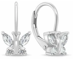 Brilio Silver Sidabriniai kabantys auskarai „Butterfly“ su cirkoniais EA1250W