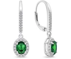 Brilio Silver Brilio Sidabrinis Sidabrinis kabantys auskarai su žaliais cirkoniais EA752WG