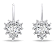 Brilio Silver Sidabrinis dangle earrings Hearts with zircons EA1266W
