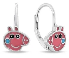 Brilio Silver Sidabriniai auskarai mergaitėms Peppa Pig EA1160W