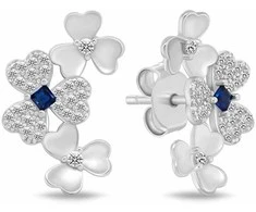 Brilio Silver Sidabrinis earrings with shamrocks for luck EA1209WB