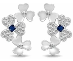 Brilio Silver Sidabrinis earrings with shamrocks for luck EA1209WB