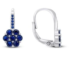 Brilio Silver Brilio Sidabrinis Sidabrinis flower earrings with dark mėlynas zircons EA15WB