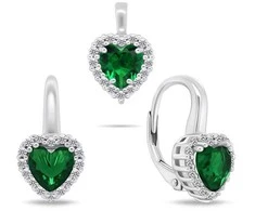 Brilio Silver Heart-shaped sidabrinis jewelry set with zircons SET273WG (pendant, earrings)