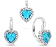 Brilio Silver Heart-shaped sidabrinis jewelry set with zircons SET273WLB (pendant, earrings)