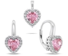 Brilio Silver Heart-shaped sidabrinis jewelry set with zircons SET273WP (pendant, earrings)