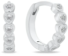 Brilio Silver Sidabrinis hoop earrings Hearts with zircons EA1257W