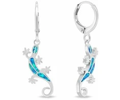 Brilio Silver Playful sidabrinis jewelry set Gekon with opals SET287WB (pendant, earrings)