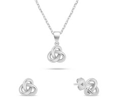Brilio Silver Sidabrinis jewelry set Intertwined knot SET271W (chain, pendant, earrings)