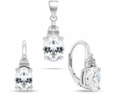 Brilio Silver Sidabrinis jewelry set with cubic zirconia SET293W (pendant, earrings)