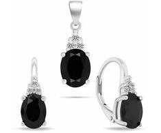 Brilio Silver Jewelry set with juodas cubic zirconia SET293WBC (pendant, earrings)