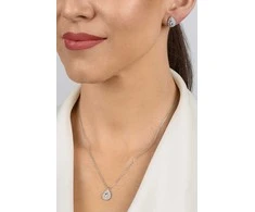 Brilio Silver Jewelry set with clear zircons Tear Drop SET284W (pakabukas, earrings)