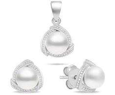 Brilio Silver Brilio Sidabrinis Sidabrinis jewelry set with real pearls SET268W (pendant, earrings)