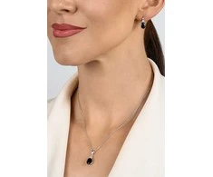 Brilio Silver Jewelry set with juodas cubic zirconia SET293WBC (pendant, earrings)