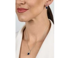 Brilio Silver Jewelry set with mėlynas cubic zirconia SET293WB (pendant, earrings)
