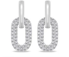 Brilio Silver Sidabrinis oval earrings 2in1 with cubic zirconia EA1177W