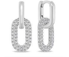 Brilio Silver Sidabrinis oval earrings 2in1 with cubic zirconia EA1177W
