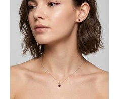 Brilio Silver Sidabrinis pakabukas with garnet SP10282B (chain, pendant)