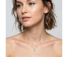 Brilio Silver Sidabrinis vėrinys su topazu SP10282G (grandinėlė, pakabukas)