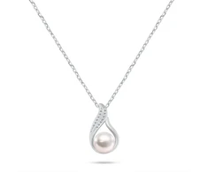 Brilio Silver Sidabrinis pakabukas with zircons and real pearl NCL219W