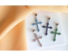 Brilio Silver Brilio Sidabrinis Sidabrinis pendant with žalias zircons Cross PT84WG