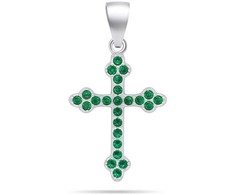 Brilio Silver Brilio Sidabrinis Sidabrinis pendant with žalias zircons Cross PT84WG