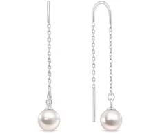 Brilio Silver Sidabrinis thread earrings with real pearl EA1289W