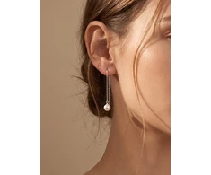 Brilio Silver Sidabrinis thread earrings with real pearl EA1289W