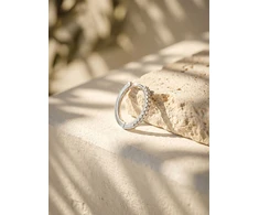Brilio Silver Single sidabrinis hoop earring with zircons EA1281W