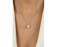 Brilio Silver Glittering auksinis-plated pendant with genuine pearl and zircons PT90Y
