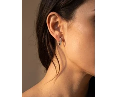 Brilio Silver Brilio Sidabrinis Glittering bronze hoop earrings with zircons EA665R