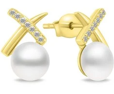 Brilio Silver Brilio Sidabrinis Glittering auksinis-plated earrings with pearls EA906Y