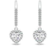 Brilio Silver Sparkling Heart Drop Earrings with Zircons EA1265W