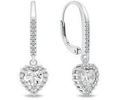 Brilio Silver Sparkling Heart Drop Earrings with Zircons EA1265W