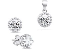 Brilio Silver Brilio Sidabrinis Sidabrinis jewelry set with clear zircons SET230W (pendant, earrings)