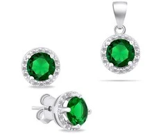 Brilio Silver Brilio Sidabrinis Sidabrinis jewelry set with žalias zircons SET230WG (pendant, earrings)