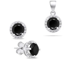 Brilio Silver Brilio Sidabrinis Sidabrinis jewelry set with juodas zircons SET230WBC (pendant, earrings)