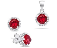 Brilio Silver Brilio Sidabrinis Sidabrinis jewelry set with red zircons SET230WR (pendant, earrings)