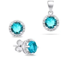 Brilio Silver Sidabrinis jewelry set with mėlynas zircons SET230WAQ (pendant, earrings)