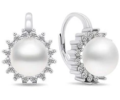 Brilio Silver Brilio Sidabrinis Stunning sidabrinis auskarai su perlais ir cirkoniais EA418W