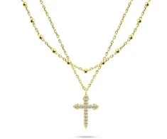 Brilio Silver Brilio Sidabrinis Stylish double auksinis plated pakabukas NCL93Y