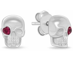 Brilio Silver Stilingi sidabriniai auskarai su kubiniu cirkoniu „Skull EA1228W“